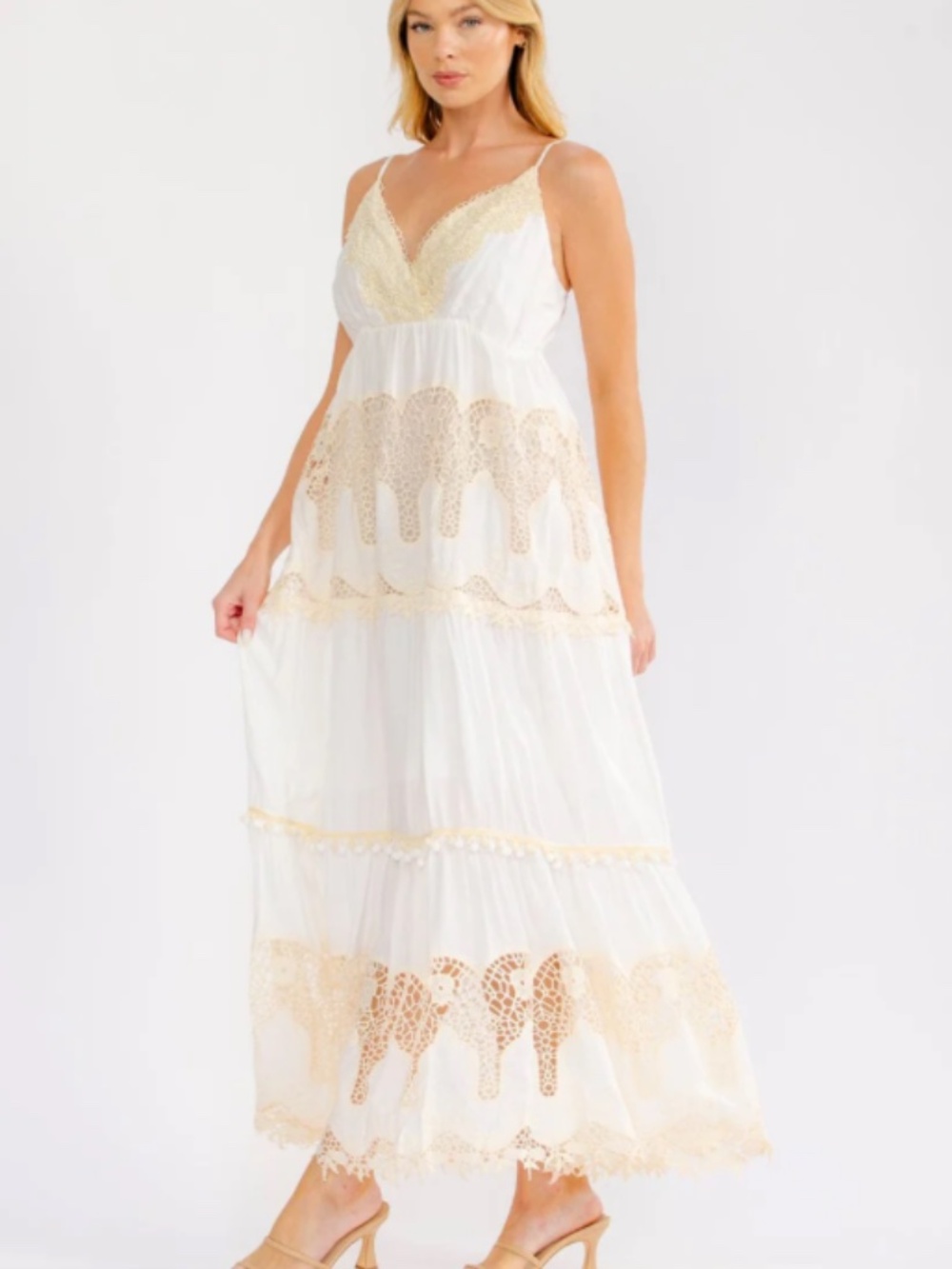 "The Elizabeth" Tiered Crochet Lace Maxi Dress - Picture 5 of 5
